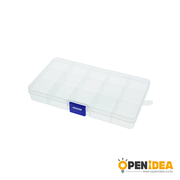 透明15格塑料盒 可拆零件盒渔具产品包装盒PP收纳盒 透明蓝扣[GA007-002]