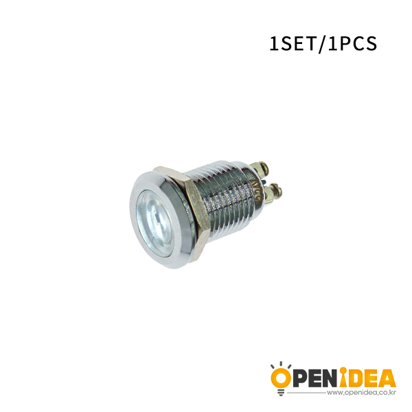 LED金属指示灯平头不带线 12mm12v-24v 白色 螺丝脚  [SH003-068]