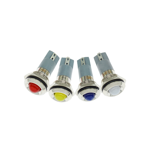 LED金属指示灯高头不带线 14mm12v-24v 白色 焊接脚  [SH003-044]