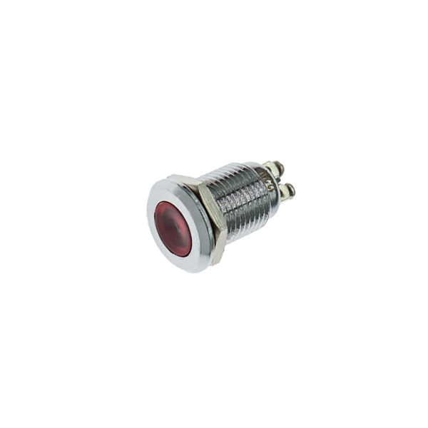 LED金属指示灯平头不带线 12mm12v-24v 红色 螺丝脚  [SH003-065]