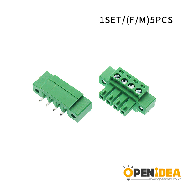 15EDGKM 3.81MM插拔式pcb接线端子 带耳朵法兰 4P 直针+插座 [CE032-003]