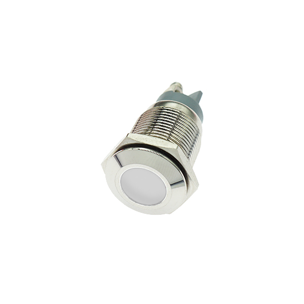 LED金属指示灯平头不带线 16mm12v-24v 白色 螺丝脚  [SH003-004]