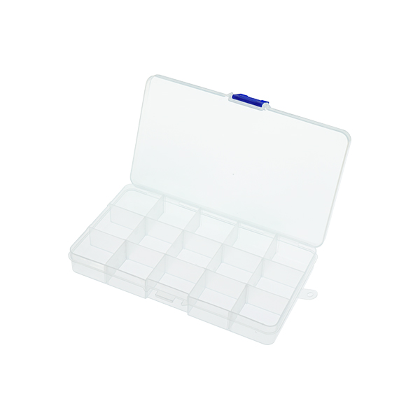 透明15格塑料盒 可拆零件盒渔具产品包装盒PP收纳盒 透明蓝扣[GA007-002]