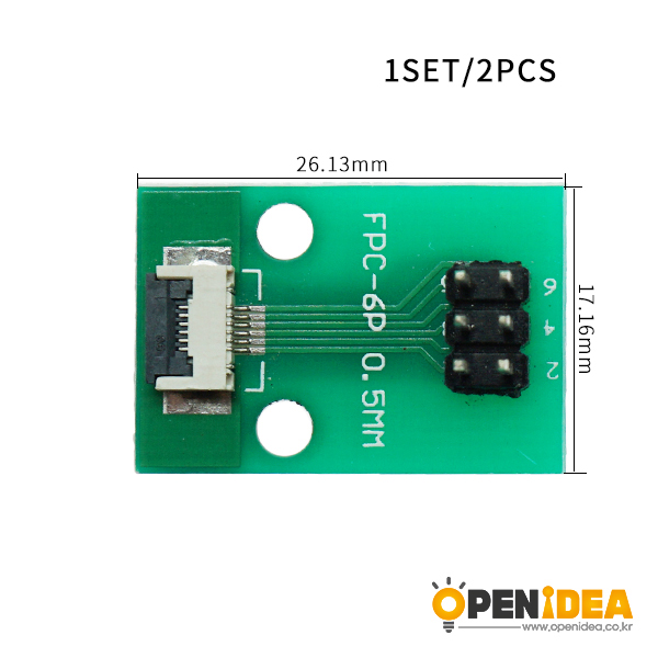 FPC 6PIN 2.54直插 0.5间距座子  焊好FPC连接器+双排直针  [PA004-003]