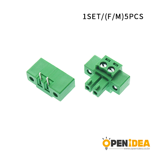 15EDGKM 3.81MM插拔式pcb接线端子 带耳朵法兰 2P 弯针+插座 [CE032-008]