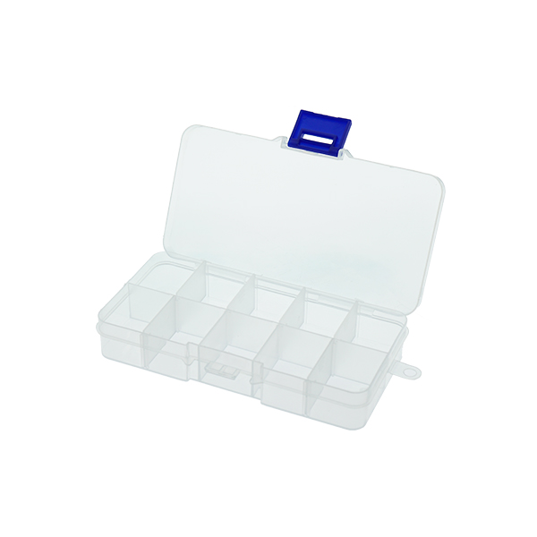 10格透明塑料胶盒可拆分类收纳盒首饰元件PP零件包装盒子 透明蓝扣[GA007-001]