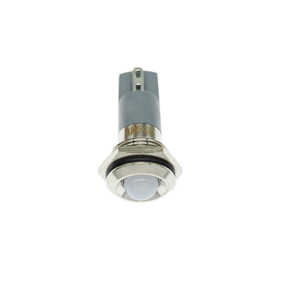 LED金属指示灯高头不带线 14mm12v-24v 白色 焊接脚  [SH003-044]