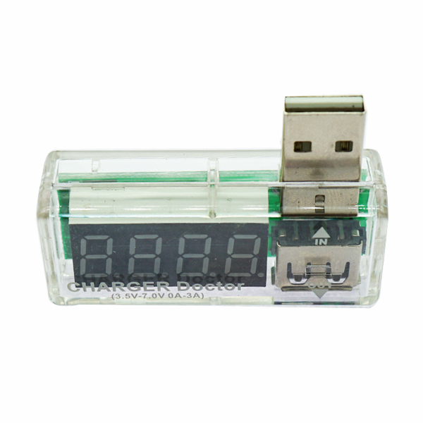 USB电压电流显示表头充电检测仪器充电器电流显示器接口测试模块 弯式透明 [TI18-003]